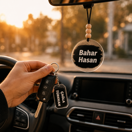 İsme Özel Pleksi Anahtarlık ve Araba Süsü | Kişiye Özel Hediye